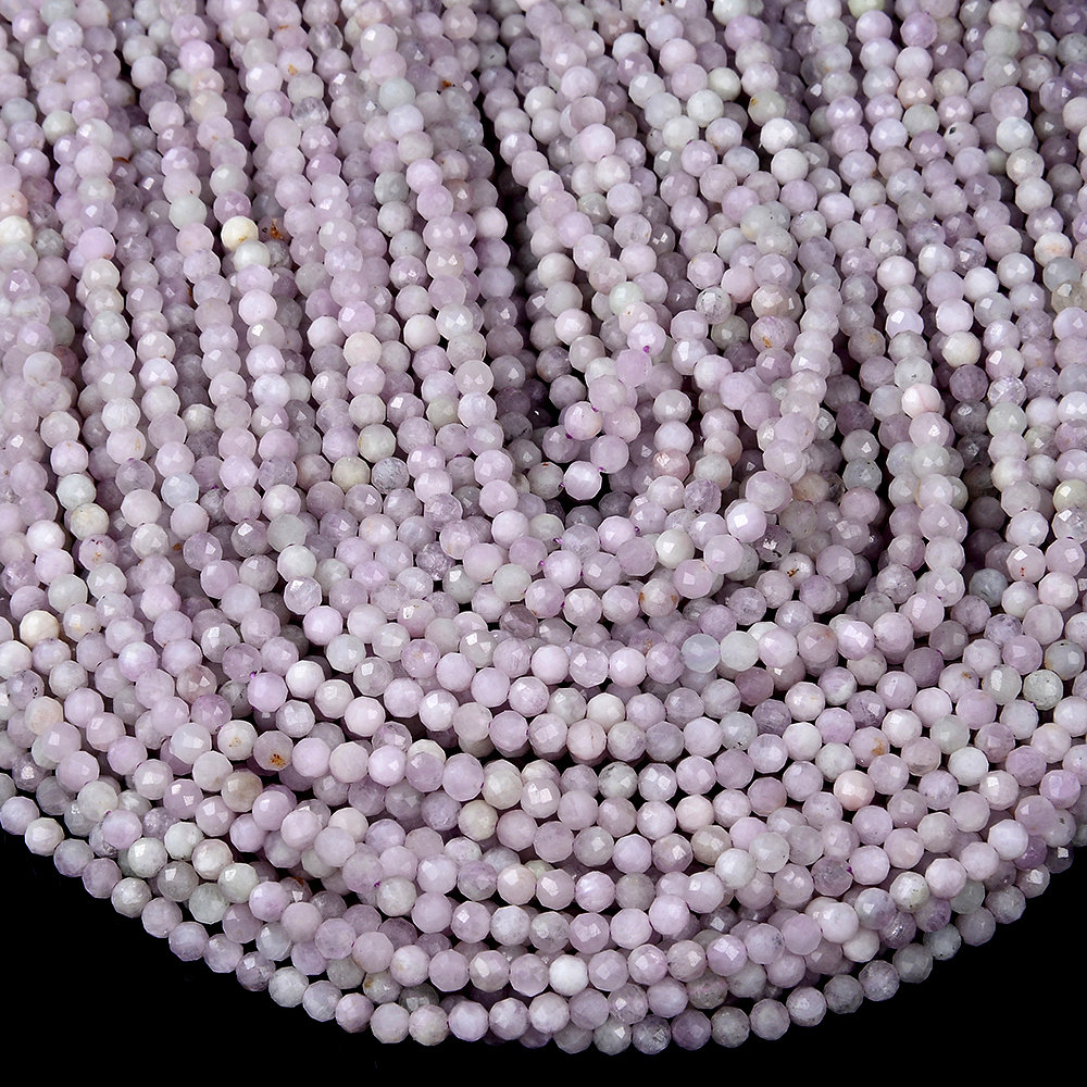 Natural Kunzite Gemstone Grade Aaa Micro Faceted Round 2mm 3mm 4mm Loose Beads 15 Inch Full Strand (p76)