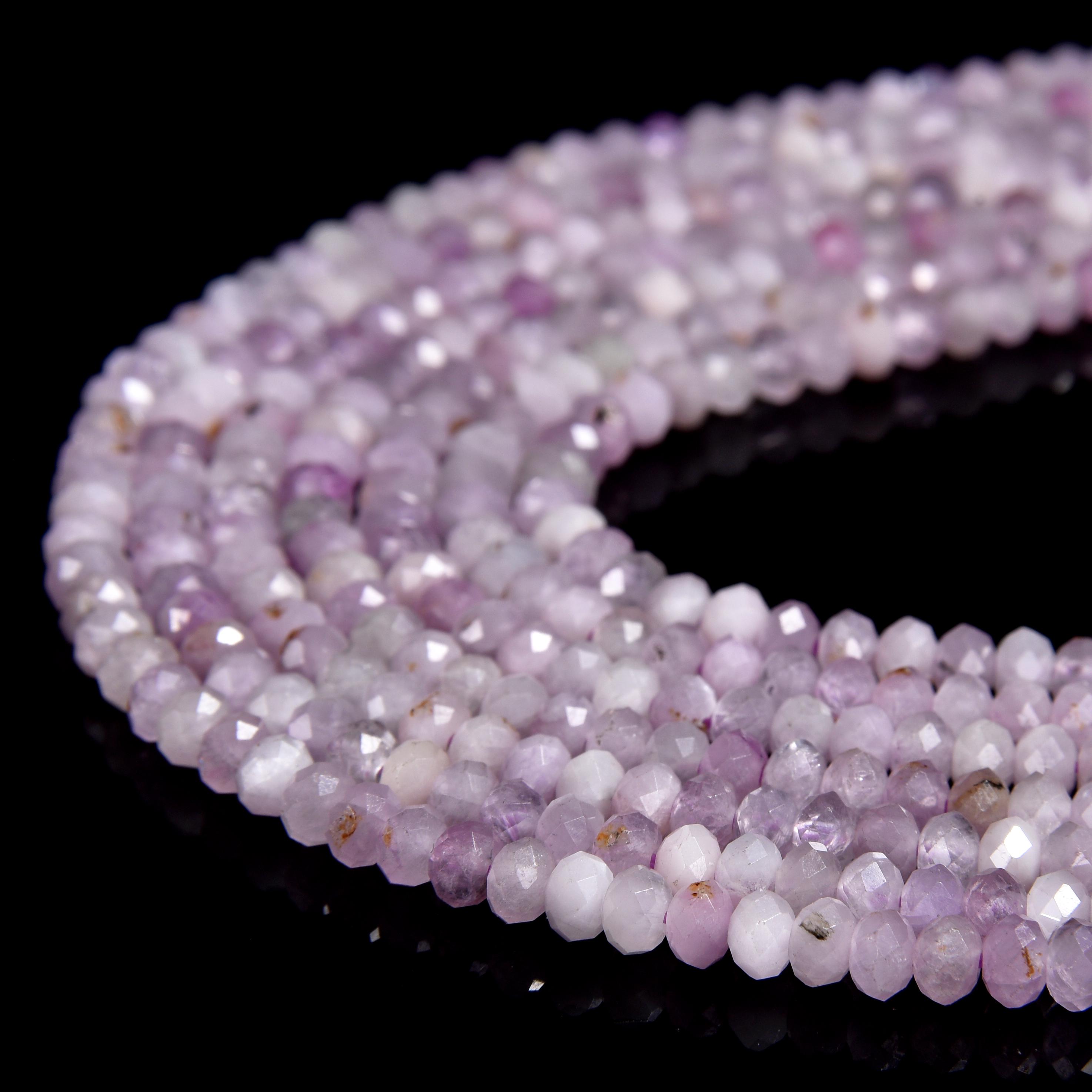 Natural Kunzite Gemstone Grade Aaa Micro Faceted Rondelle 3x2mm Loose Beads (p115)