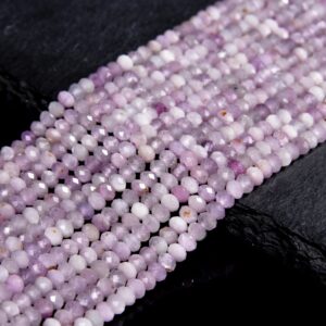 Natural Kunzite Gemstone Grade AAA Micro Faceted Rondelle 3X2MM Loose Beads (P115) Natural Kunzite Gemstone Grade AAA Micro Faceted Rondelle 3X2MM Loose Beads (P115)