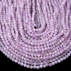 Natural Kunzite Gemstone Grade AAA Micro Faceted Round 4MM 5MM Loose Beads 15 inch Full Strand BULK LOT 1,2,6,12 and 50 (P54) Natural Kunzite Gemstone Grade AAA Micro Faceted Round 4MM 5MM Loose Beads 15 inch Full Strand BULK LOT 1,2,6,12 and 50 (P54)