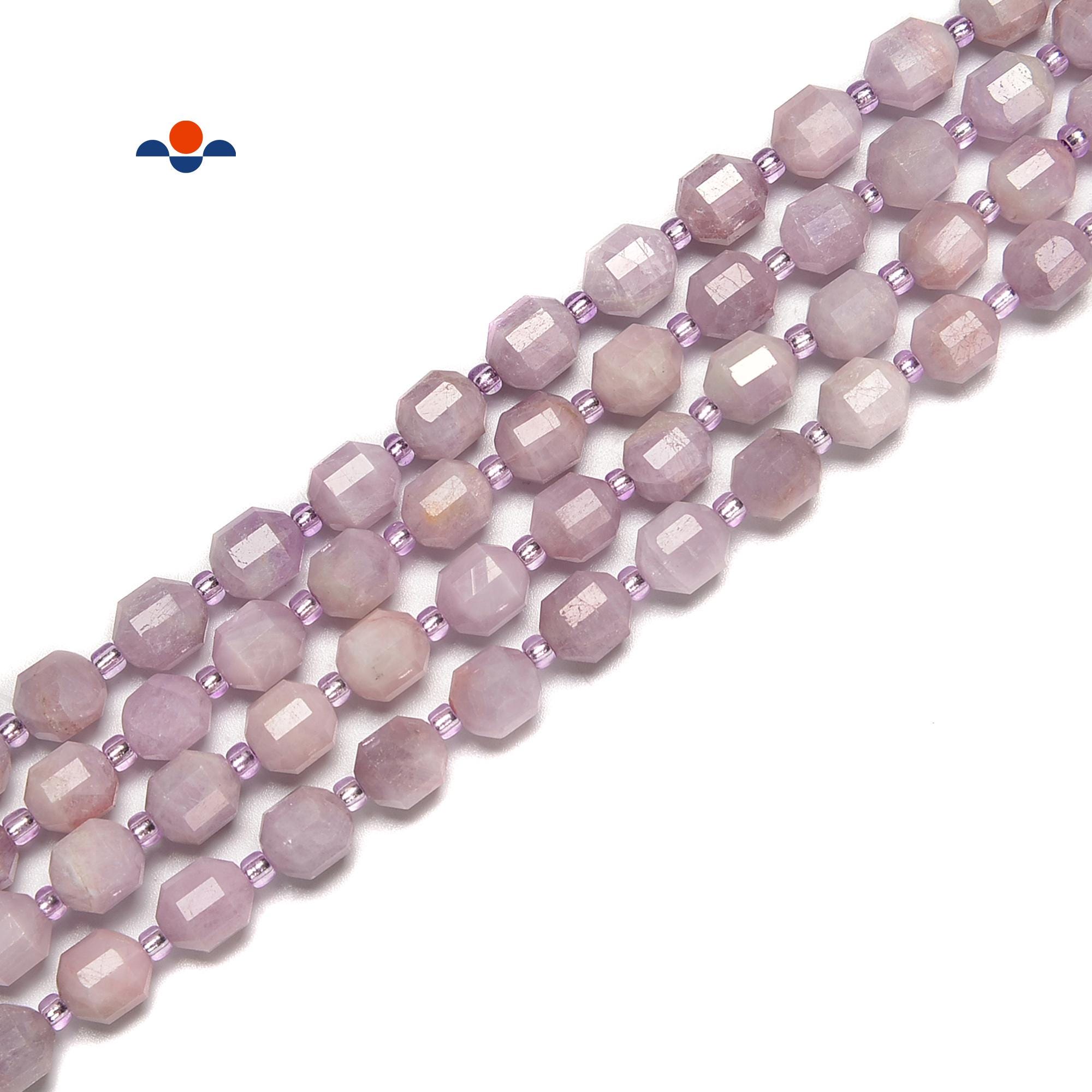 Natural Kunzite Prism Cut Double Point Faceted Round Beads 8mm 10mm 15.5''strand Natural Kunzite Prism Cut Double Point Faceted Round Beads 8mm 10mm 15.5''strand