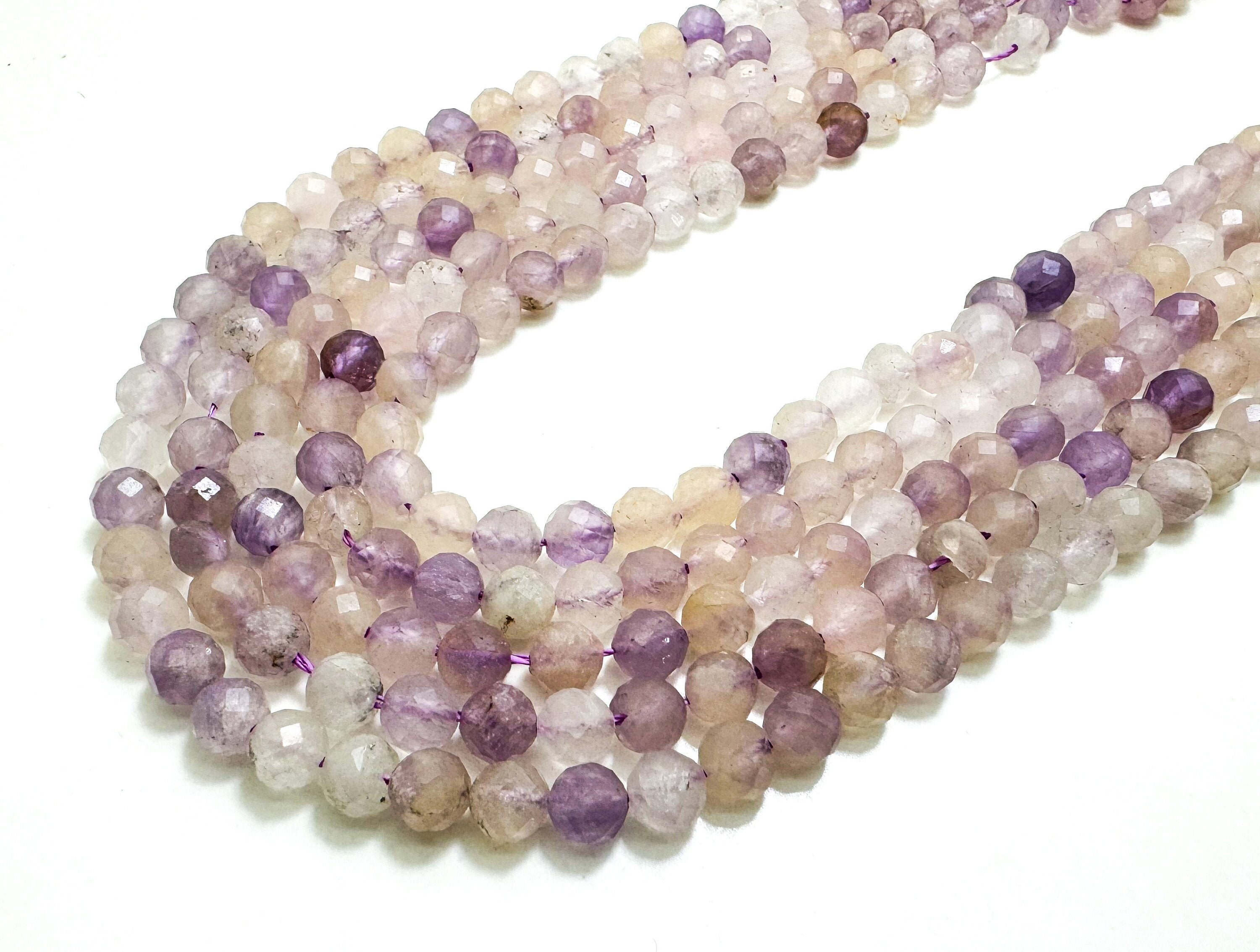 Natural Purple Kunzite Faceted Round 5mm Gemstone Beads - Rnf130 Natural Purple Kunzite Faceted Round 5mm Gemstone Beads - Rnf130