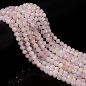 Natural Kunzite Faceted Round Beads Size 6mm 15.5'' Strand Natural Kunzite Faceted Round Beads Size 6mm 15.5'' Strand