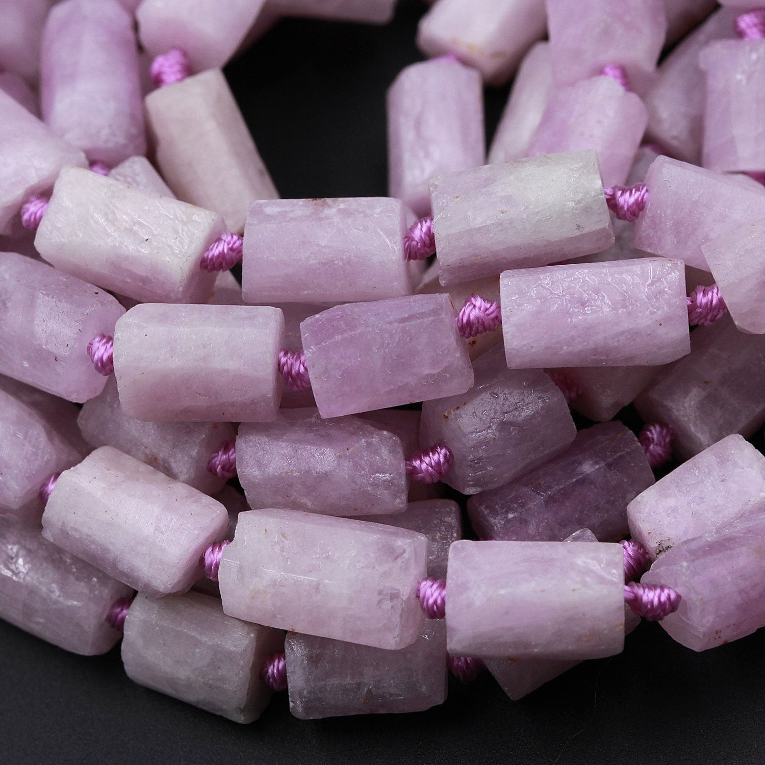 Organic Matte Raw Natural Kunzite Tube High Quality Natural Violet Pink Purple Gemstone Faceted Beads 15.5" Strand Organic Matte Raw Natural Kunzite Tube High Quality Natural Violet Pink Purple Gemstone Faceted Beads 15.5" Strand