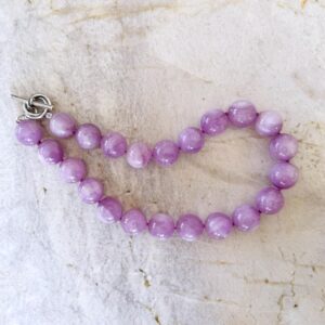 Kunzite Necklace - 18mm Round Pink Hand Knotted with Toggle Clasp