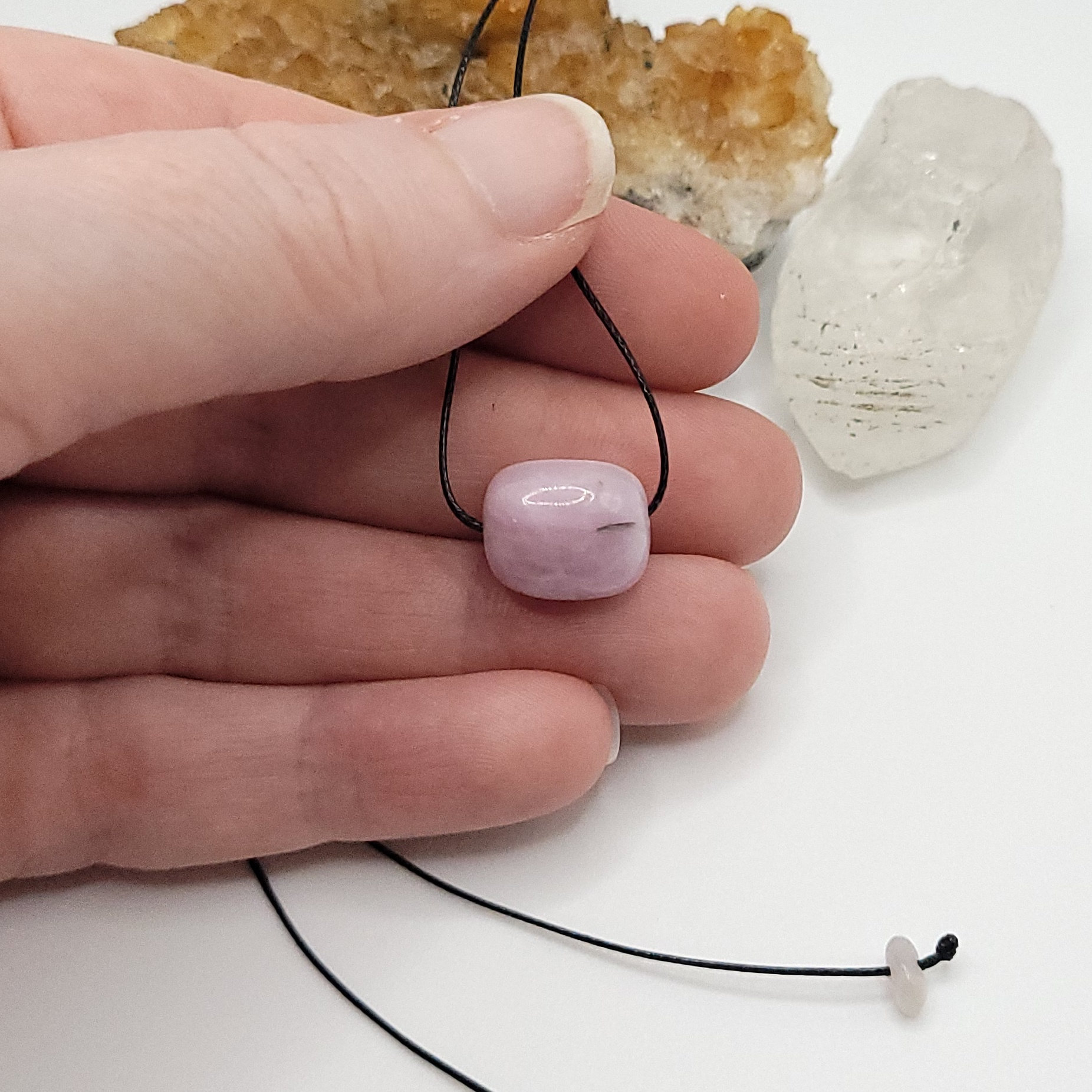 Adjustable Kunzite Necklace | Crystal For Heart Healing