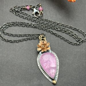 Kunzite And Succulent Mixed Metals Artisan Necklace