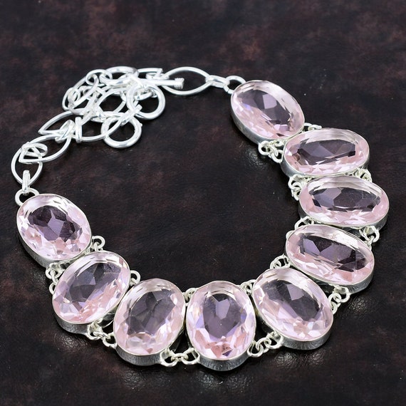 Faceted Pink Kunzite Necklace: Handmade Sterling Silver Gemstone Jewelry