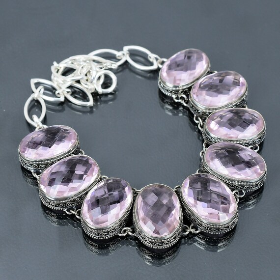 Handmade Pink Kunzite Necklace: Vintage 925 Sterling Silver, Adjustable