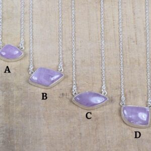 Handmade Kunzite Sterling Silver Necklace: February Birthstone Jewelry