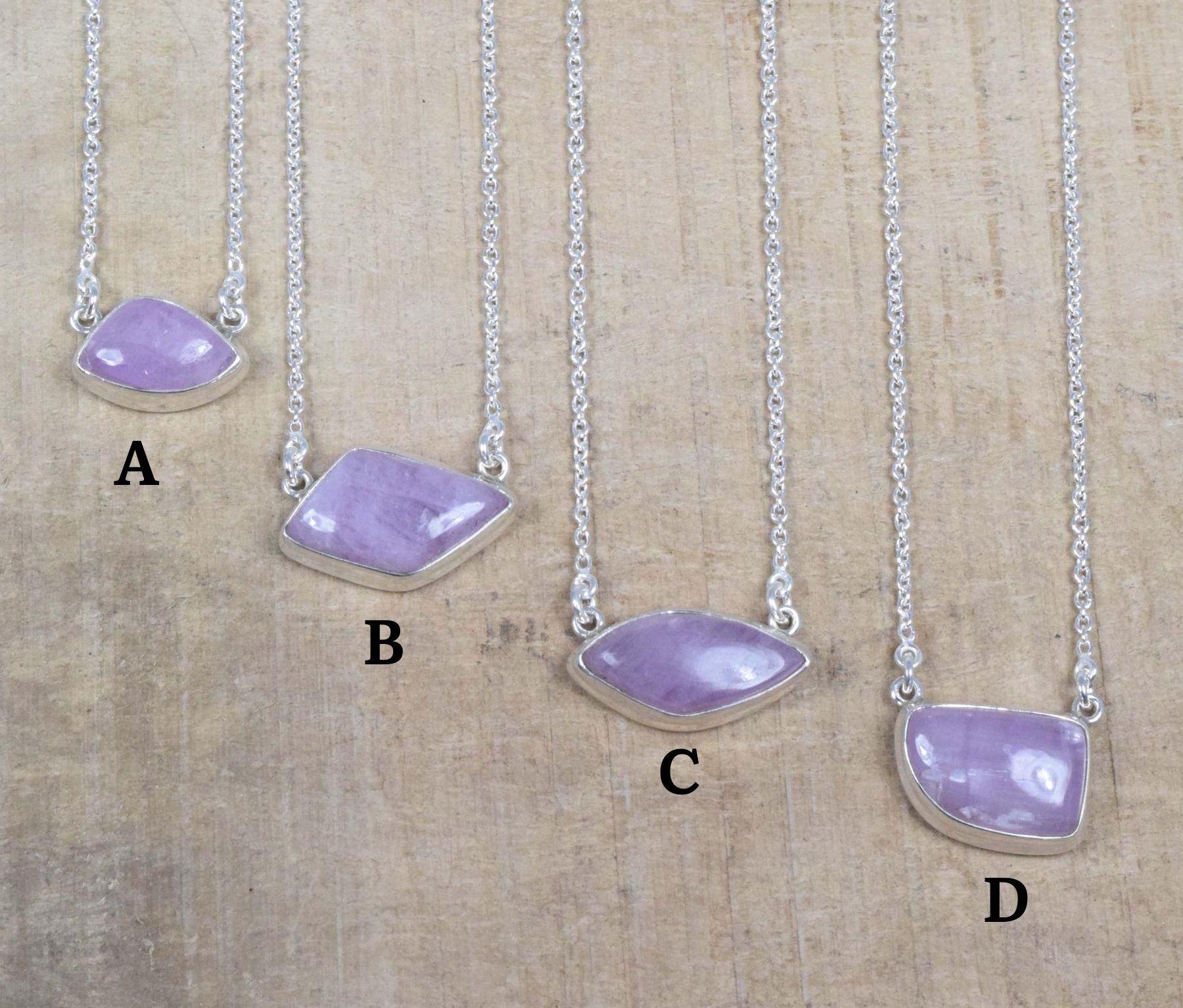 Handmade Kunzite Sterling Silver Necklace: February Birthstone Jewelry Handmade Kunzite Sterling Silver Necklace: February Birthstone Jewelry