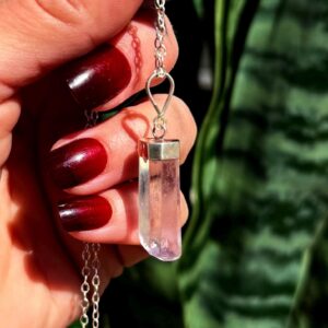 Kunzite Necklace in sterling silver - for romantic  love, communication in relationships - love crystal - soulmate crystal