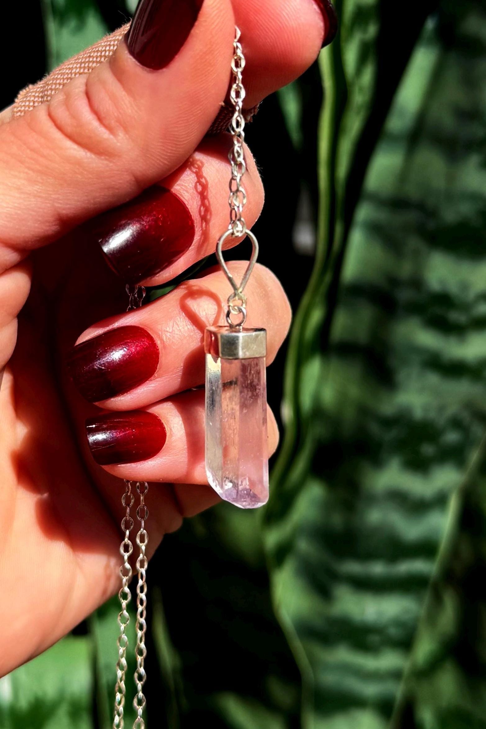 Kunzite Necklace In Sterling Silver - For Romantic Love, Communication In Relationships - Love Crystal - Soulmate Crystal