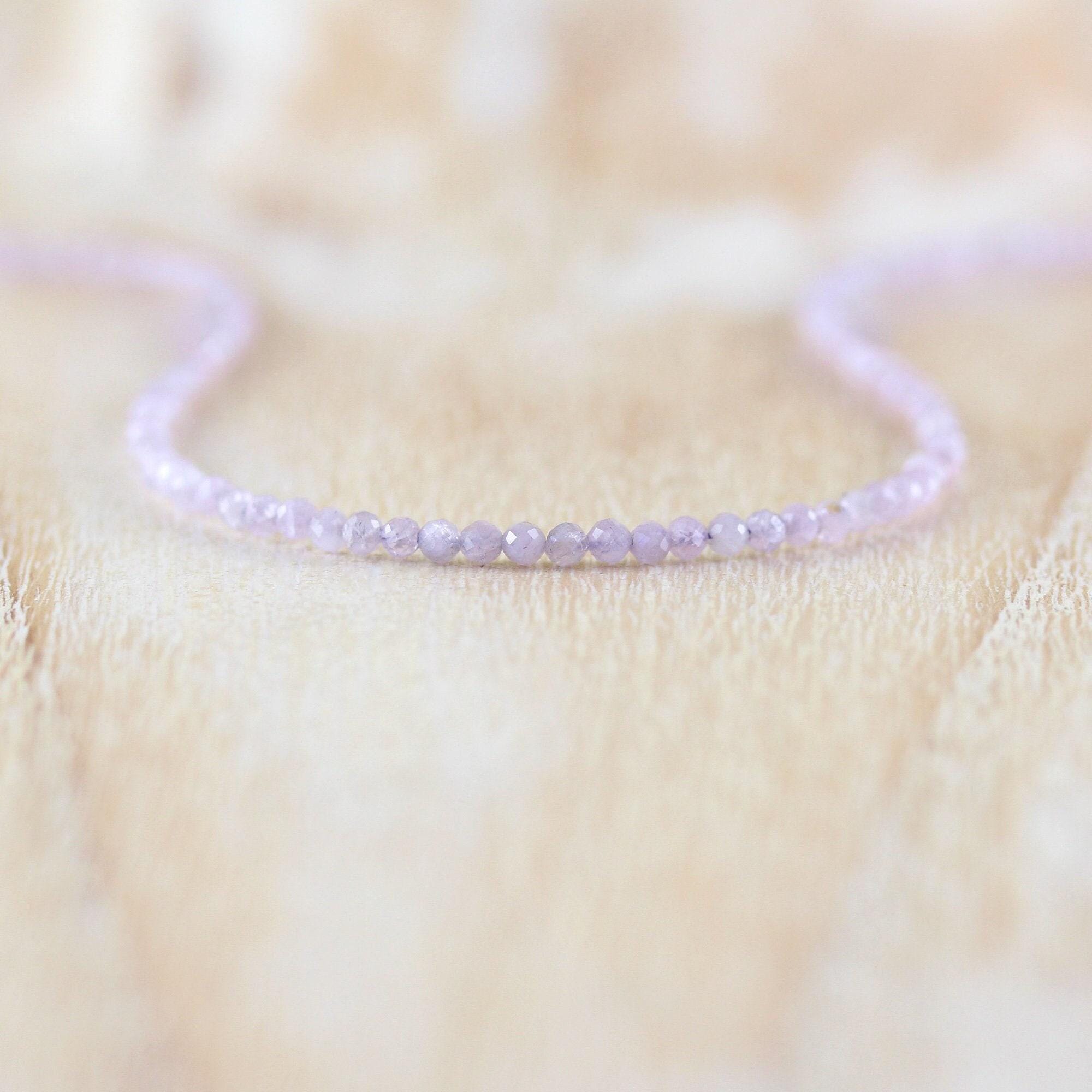 Kunzite Necklace In Sterling Silver, Gold Or Rose Gold Filled, Custom Length Lilac Pink Gemstone Choker Or Long Delicate Layering Necklace