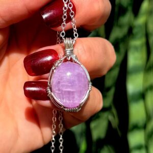 Kunzite Necklace In Sterling Silver - For Romantic Love, Communication In Relationships - Love Crystal - Soulmate Crystal Kunzite Necklace In Sterling Silver - For Romantic Love, Communication In Relationships - Love Crystal - Soulmate Crystal