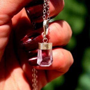 Kunzite Necklace in sterling silver - for romantic  love, communication in relationships - love crystal - soulmate crystal
