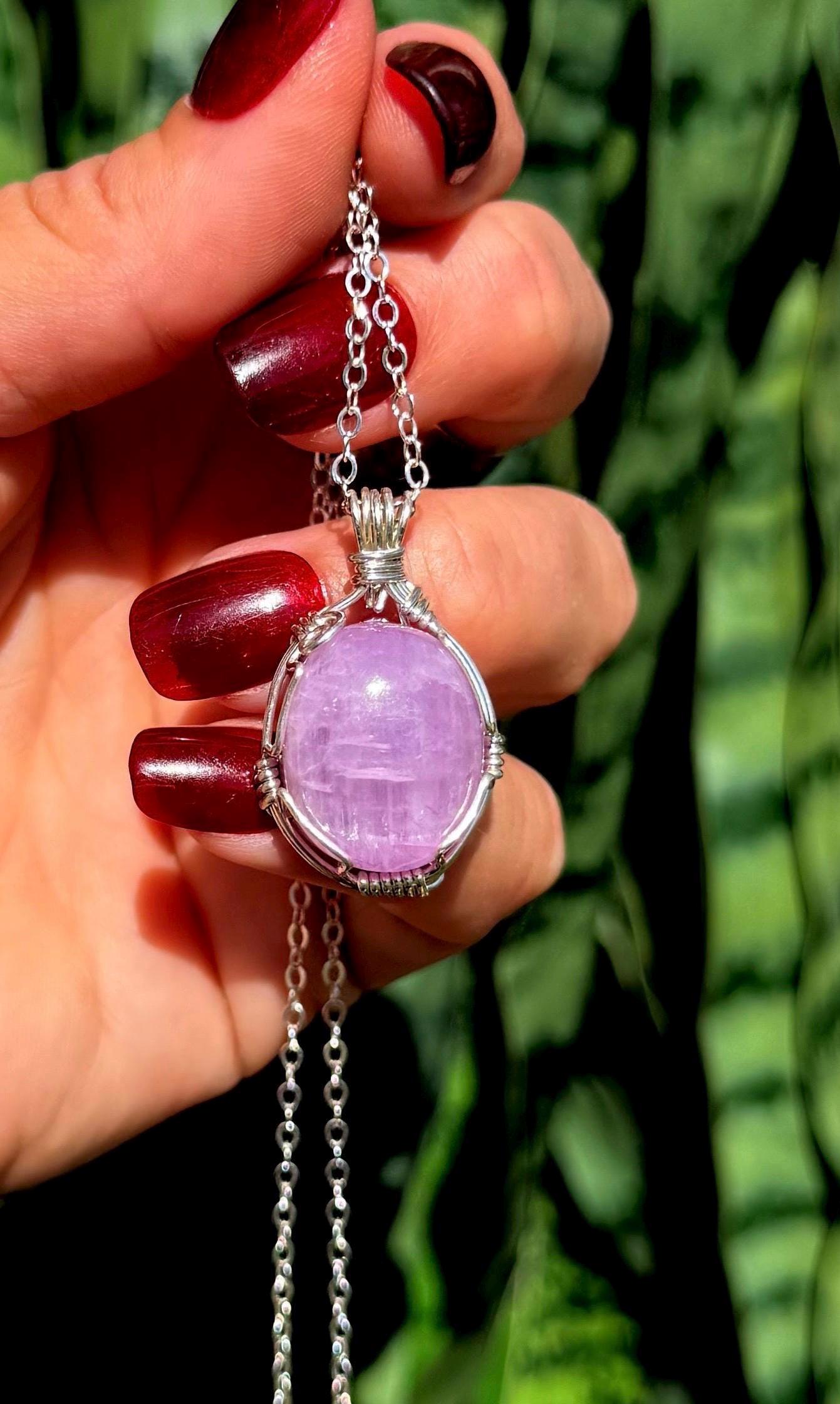 Kunzite Necklace In Sterling Silver - For Romantic Love, Communication In Relationships - Love Crystal - Soulmate Crystal