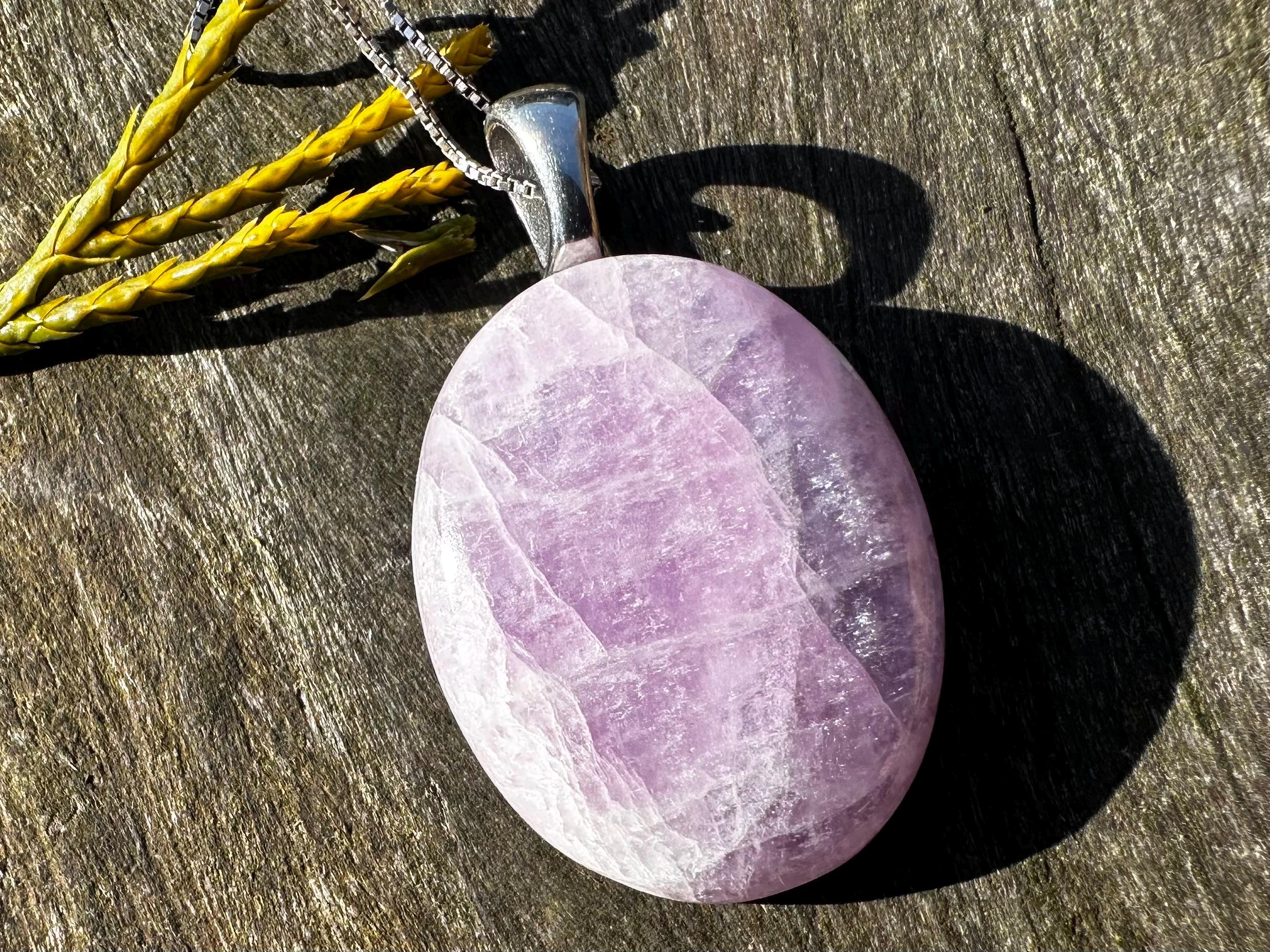 Pink Kunzite, Stainless Steel, Healing Stone Necklace!