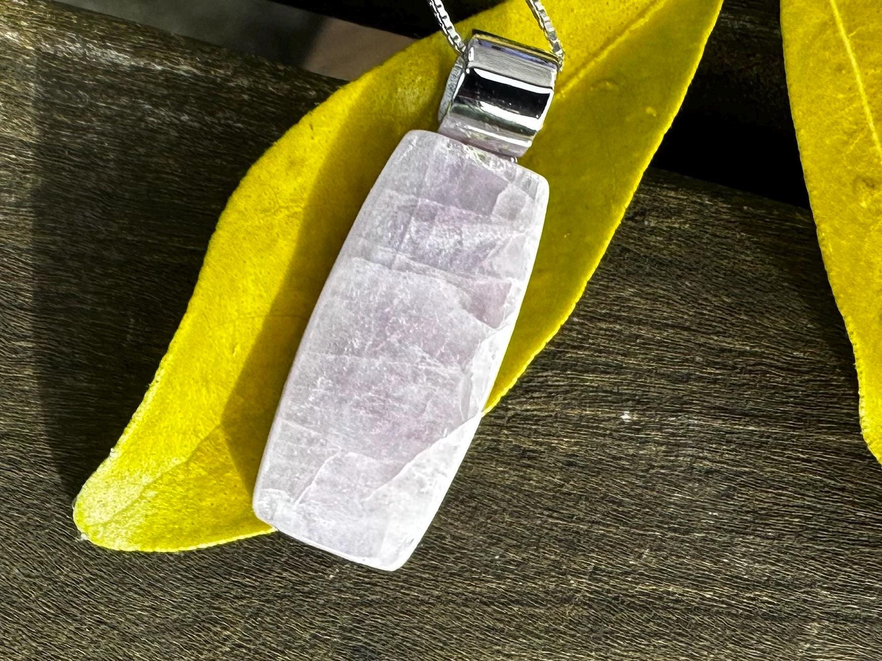 Pink Kunzite, Stainless Steel, Healing Stone Necklace With Positive Energy!