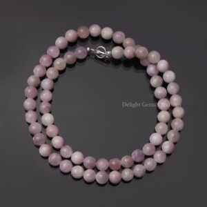 Purple Kunzite Round Beaded Necklace, 7mm Kunzite Smooth Round Beads, Kunzite Jewelry, Women's Necklace, Gift For Her