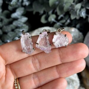 Raw Kunzite Necklace: .925 Sterling Silver, 18" Chain