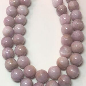 12mm Kunzite gemstone beads. Full 15" strand high quality A/AA beads, about 32 per strand. A form of Spodumene. Known as a healing stone.