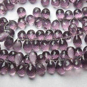 15 Pcs,Kunzite Pink Quartz Faceted Tear Drops Shape Briolettes,Size 10-11mm