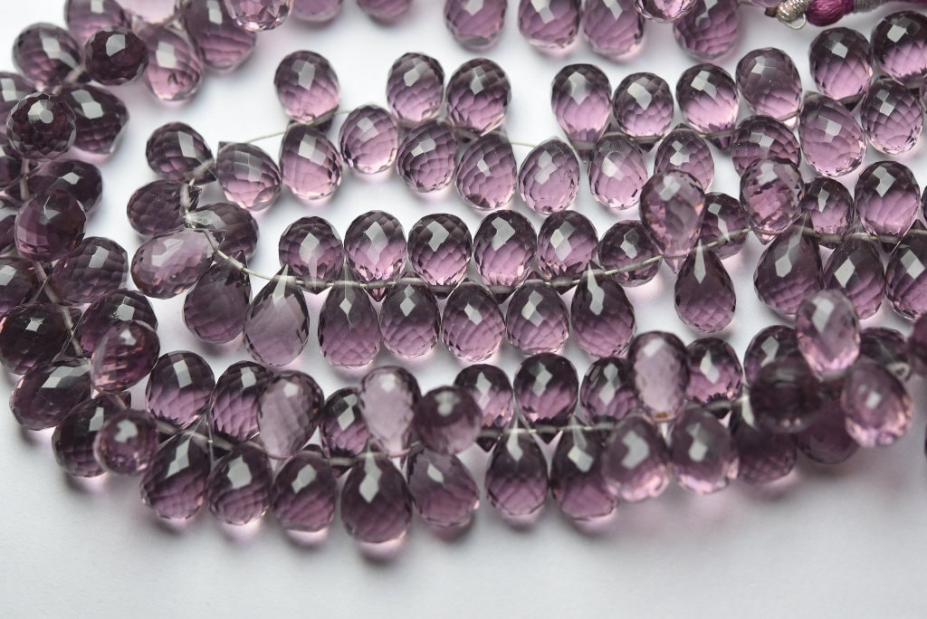 15 Pcs,kunzite Pink Quartz Faceted Tear Drops Shape Briolettes,size 10-11mm
