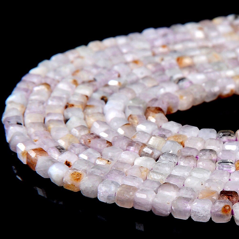 2mm Kunzite Gemstone Natural Grade A Micro Faceted Diamond Cut Cube Beads 15 Inch Full Strand (80017304-p76)