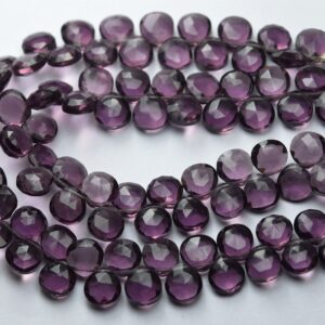 7  Inches Strand,Super Finest Quality,Pink  Kunzite Quartz Faceted Heart Shaped Briolettes,Size 8mm
