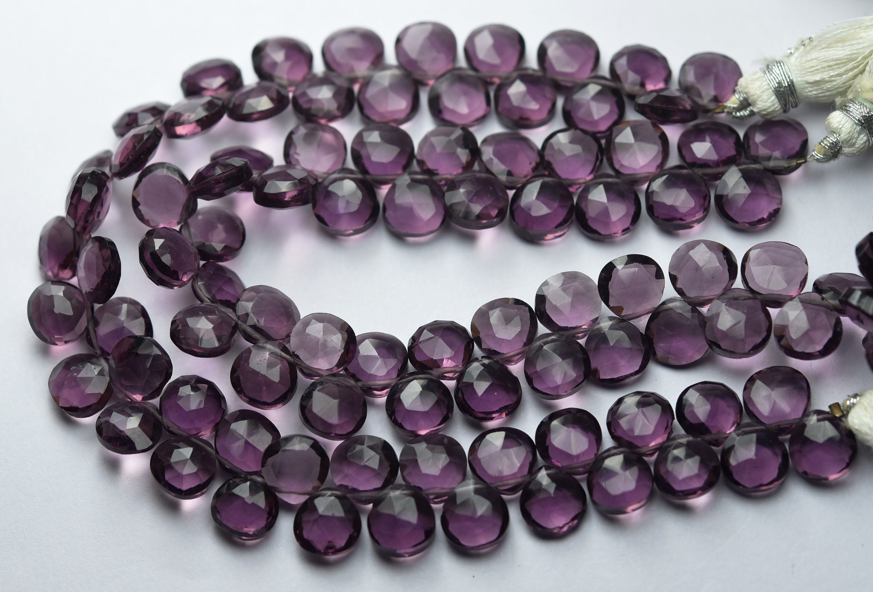 7 Inches Strand,super Finest Quality,pink Kunzite Quartz Faceted Heart Shaped Briolettes,size 8mm