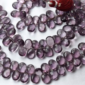 7 Inches Strand,Super Finest Quality, Kunzite Hydro Quartz Faceted Pear Shape Briolettes, Size 7x10mm