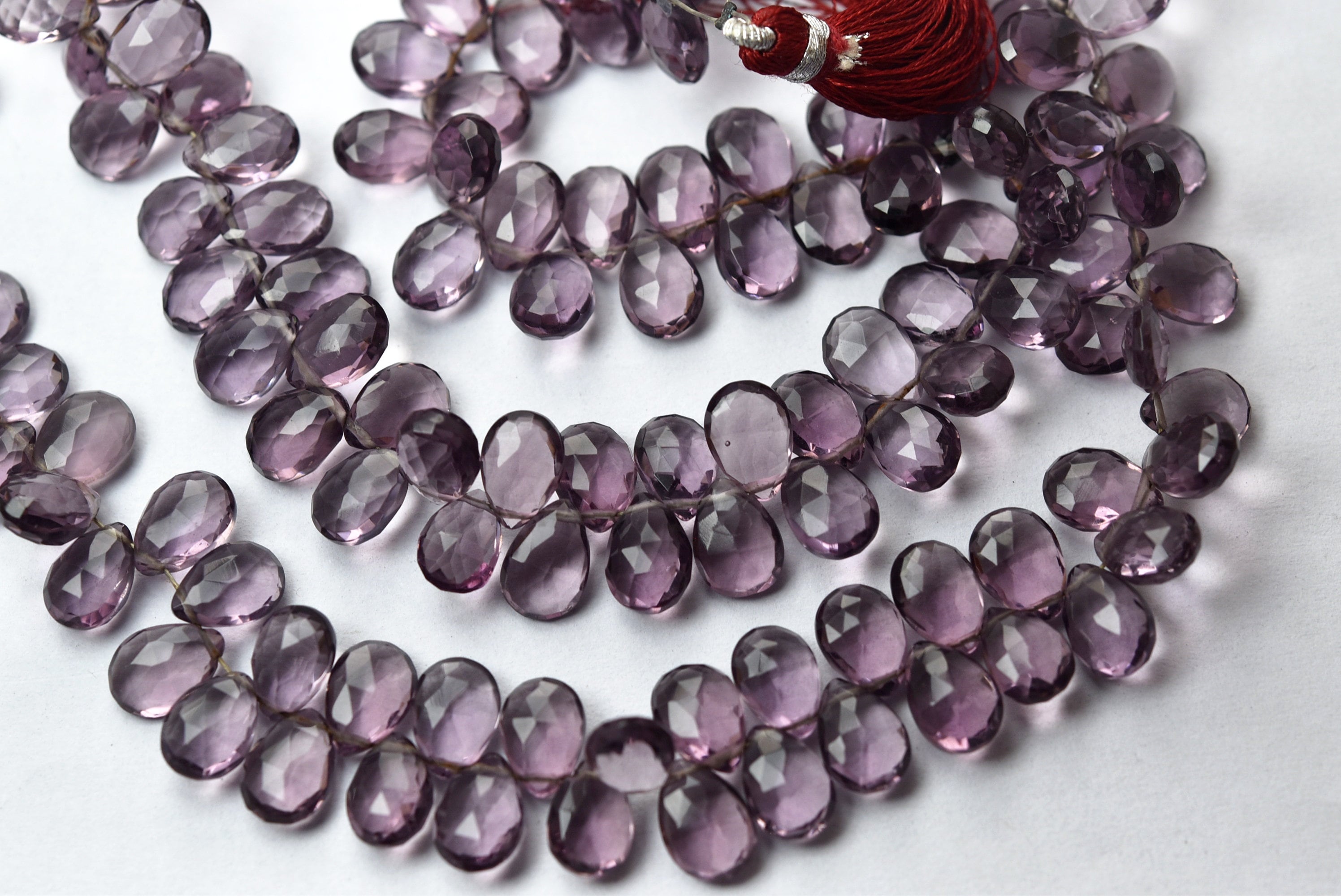 7 Inches Strand,super Finest Quality, Kunzite Hydro Quartz Faceted Pear Shape Briolettes, Size 7x10mm 7 Inches Strand,super Finest Quality, Kunzite Hydro Quartz Faceted Pear Shape Briolettes, Size 7x10mm