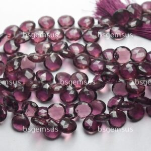 Kunzite Hydro Quartz Faceted Heart Briolettes, 8mm, 7 Inch Strand