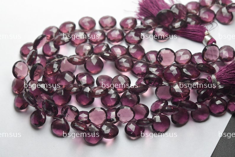 Kunzite Hydro Quartz Faceted Heart Briolettes, 8mm, 7 Inch Strand