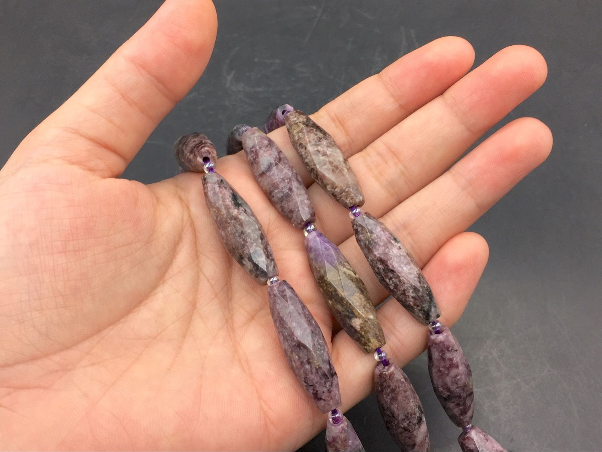 Long Kunzite Marquise Beads Faceted Purple Kunzite Beads Briolettes 30x10mm Vertical Drilled Focal Beads Semi Precious 11-12beads/lot