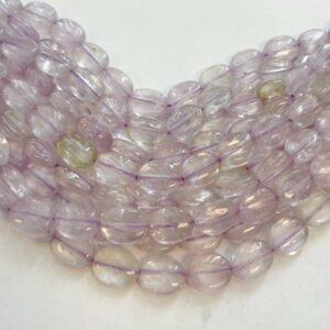 Natural Kunzite 12x9x5mm Oval Gemstone Beads--7.5"