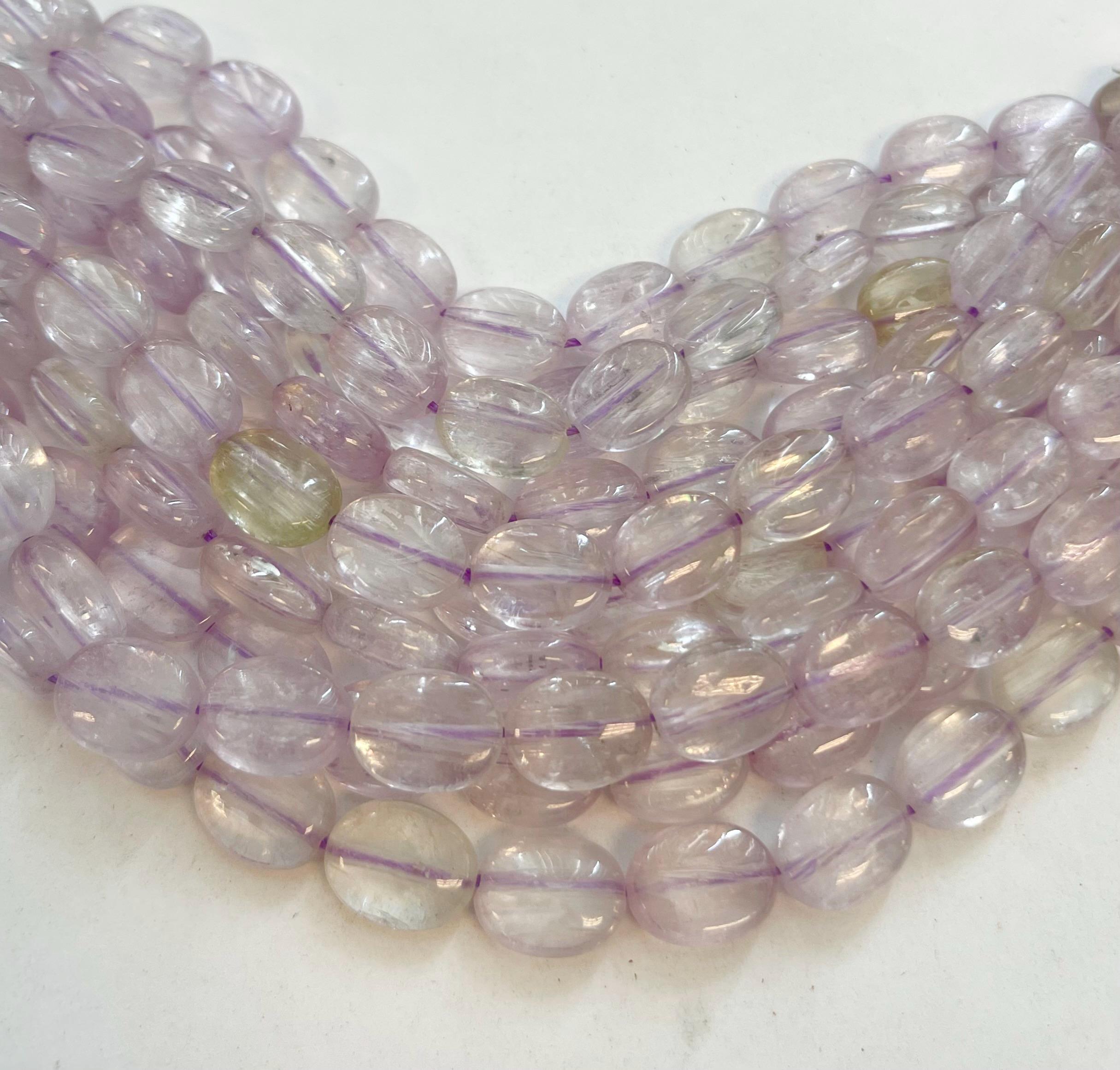 Natural Kunzite 12x9x5mm Oval Gemstone Beads--7.5" Natural Kunzite 12x9x5mm Oval Gemstone Beads--7.5"