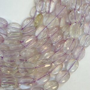 Natural Kunzite 15x11x6mm Oval Gemstone Beads--7.5"