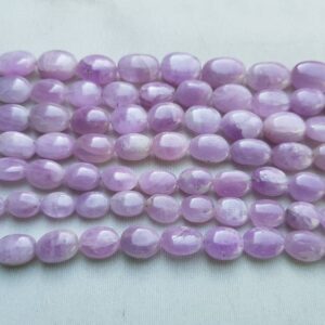 Natural Kunzite Plain Oval (10x7 to 15x12mm): 16 to 18 beads per Strand (8")