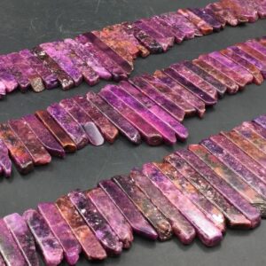 Polished Purple Kunzite Slice Beads Natural Kunzite Gemstone Stick Point Slab Top Drilled Graduated Beads 9-12*22-45mm 15.5" full strand