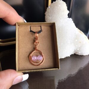 Faceted Kunzite Necklace: Handmade Copper Wire Wrapped Pendant