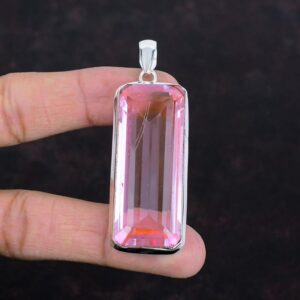 Faceted Pink Kunzite Pendant: 925 Sterling Silver Gemstone Jewelry