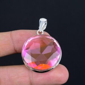 Faceted Pink Kunzite Pendant: Handmade 925 Sterling Silver Jewelry