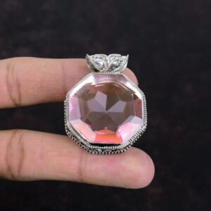 Faceted Pink Kunzite Pendant: Handmade Sterling Silver Gemstone Jewelry