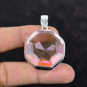 Faceted Pink Kunzite Pendant: Handmade 925 Sterling Silver Gemstone Jewelry
