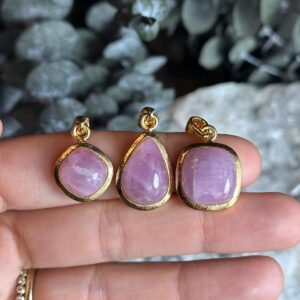 Gold Plated Kunzite Pendant Necklace: .925 Sterling Silver