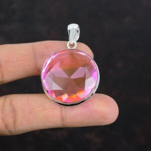Handmade Faceted Pink Kunzite Pendant: 925 Sterling Silver Gemstone Jewelry