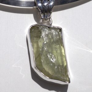 HIDDENITE CRYSTAL PENDANT, Natural Terminated Hiddenite Crystal, Spodumene, Like Kunzite, Sterling Silver