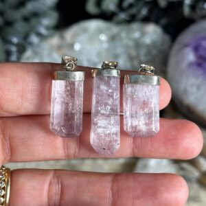 Kunzite Pendant Necklace .925 Sterling Silver